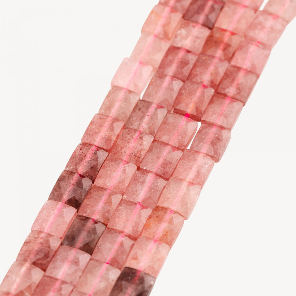 Quartz fraise, plat, rectangulaire, à facettes, taille dure, 8 x 10 mm-QUARTZ FRAISE | Worldofjewel.com