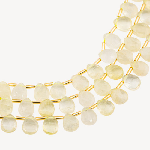 Lemon Quartz Briolette Drops Faceted 10x8mm