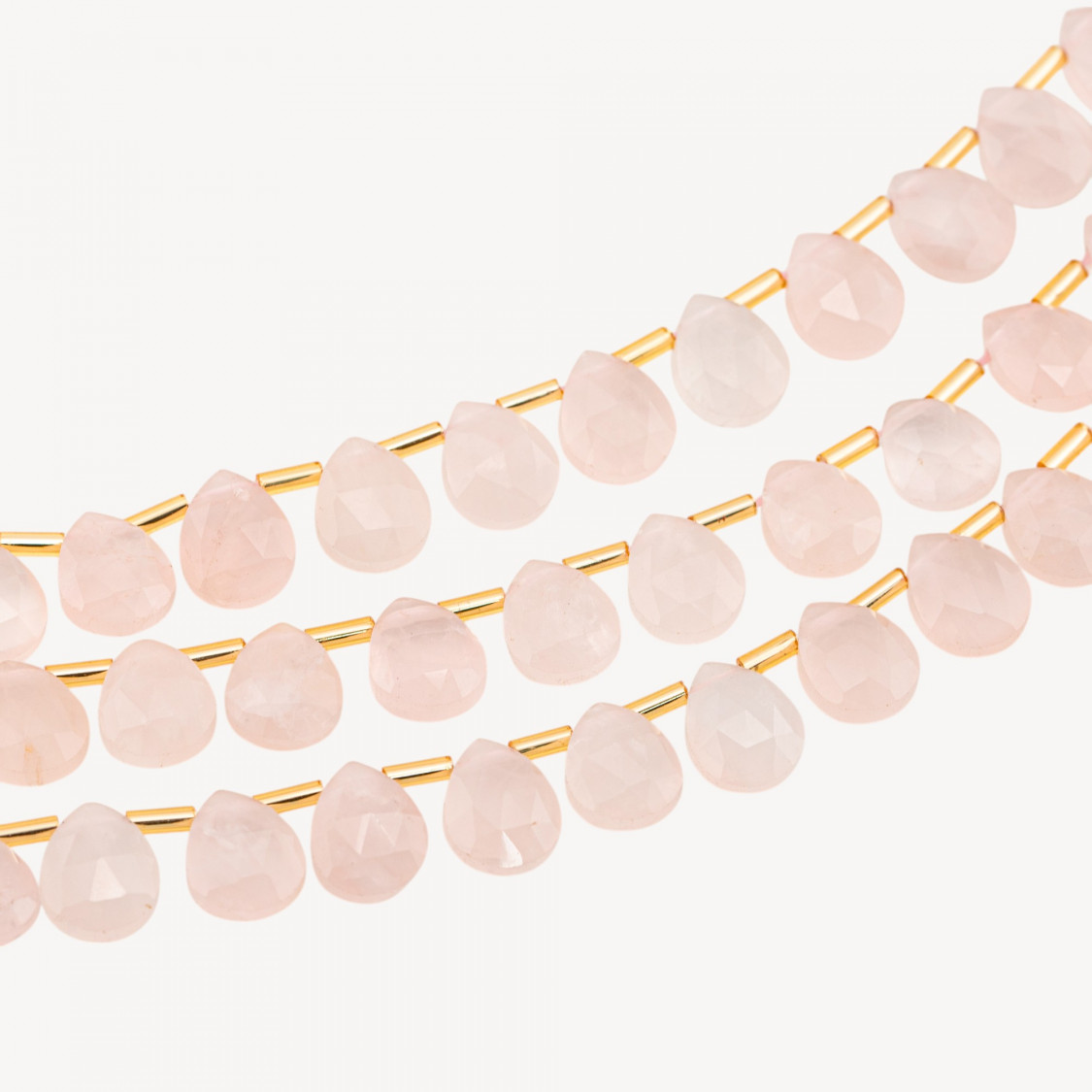 Gotas de cuarzo rosa facetadas en forma de briolette de 10 x 8 mm-CUARZO ROSA | Worldofjewel.com