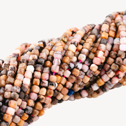 Rhodonite Cubic Faceted Cut 3.5mm