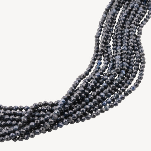 Perle de saphir ronde à facettes taillée en diamant de 3 mm