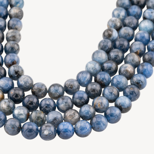Perle ronde lisse en kyanite de 10 mm, couleur foncée