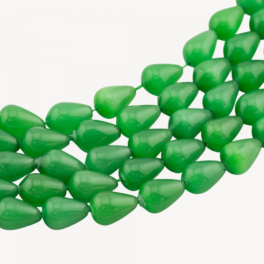 Occhio Di Gatto Gocce Briolette Lisce 10x14mm Verde-ŒIL DE CHAT | Worldofjewel.com