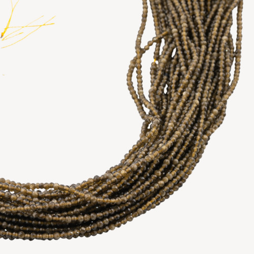 Gold Obsidian Round Faceted Bead Diamond Cut 2mm