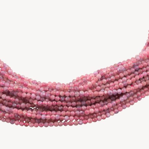 Perle ronde à facettes en forme de diamant Ruby Root de 2,5 mm