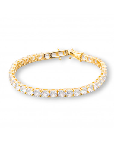 Bracciale Di Argento 925 Tennis Con Zircone Tondo da 5mm Lunghezza 18cm Esterno 5,0mm Dorato Bianco-ΒΡΑΧΙΟΛΙ ΤΕΝΙΣ | Worldofjewel.com