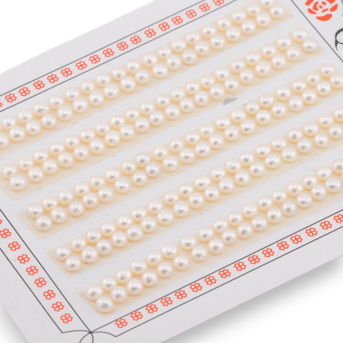 River Pearl Buttons Cabochon 1 Hole 3.5-4.0mm 100 Pairs White