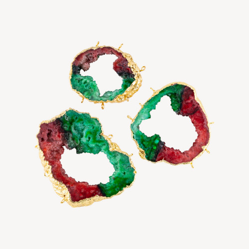 1 Stück zweifarbiges, gebohrtes Rohachat-Element, 7-8 cm