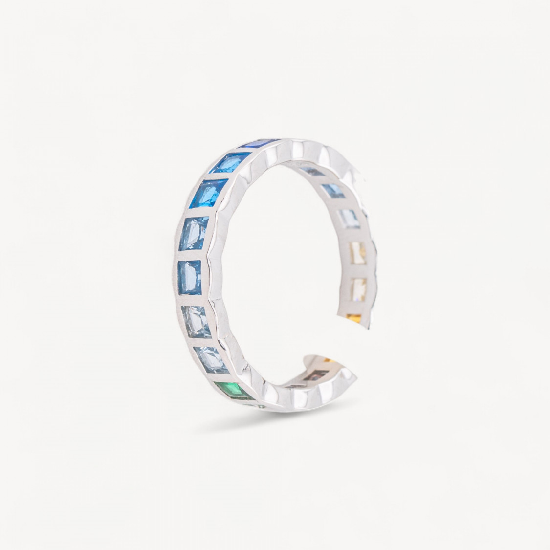 Anello In Argento 925 Con Zirconi-CUENTAS DE MEDIO AGUJERO | Worldofjewel.com