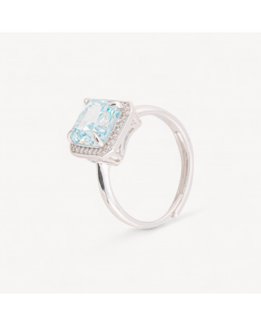 Anello In Argento Con Corindone Blu-Halblochperlen | Worldofjewel.com