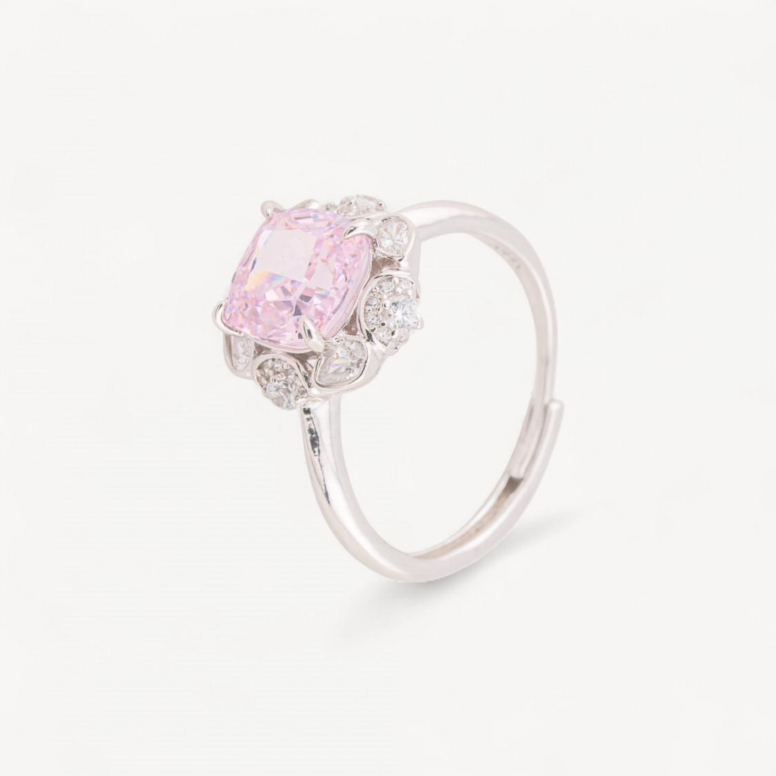 Anello In Argento Con Corindone Rosa-PERLINE MEZZO FORO | Worldofjewel.com
