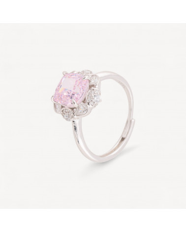 Anello In Argento Con Corindone Rosa-PERLINE MEZZO FORO | Worldofjewel.com
