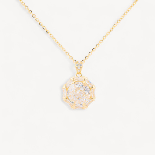 Silver Pendant Necklace with Corundum