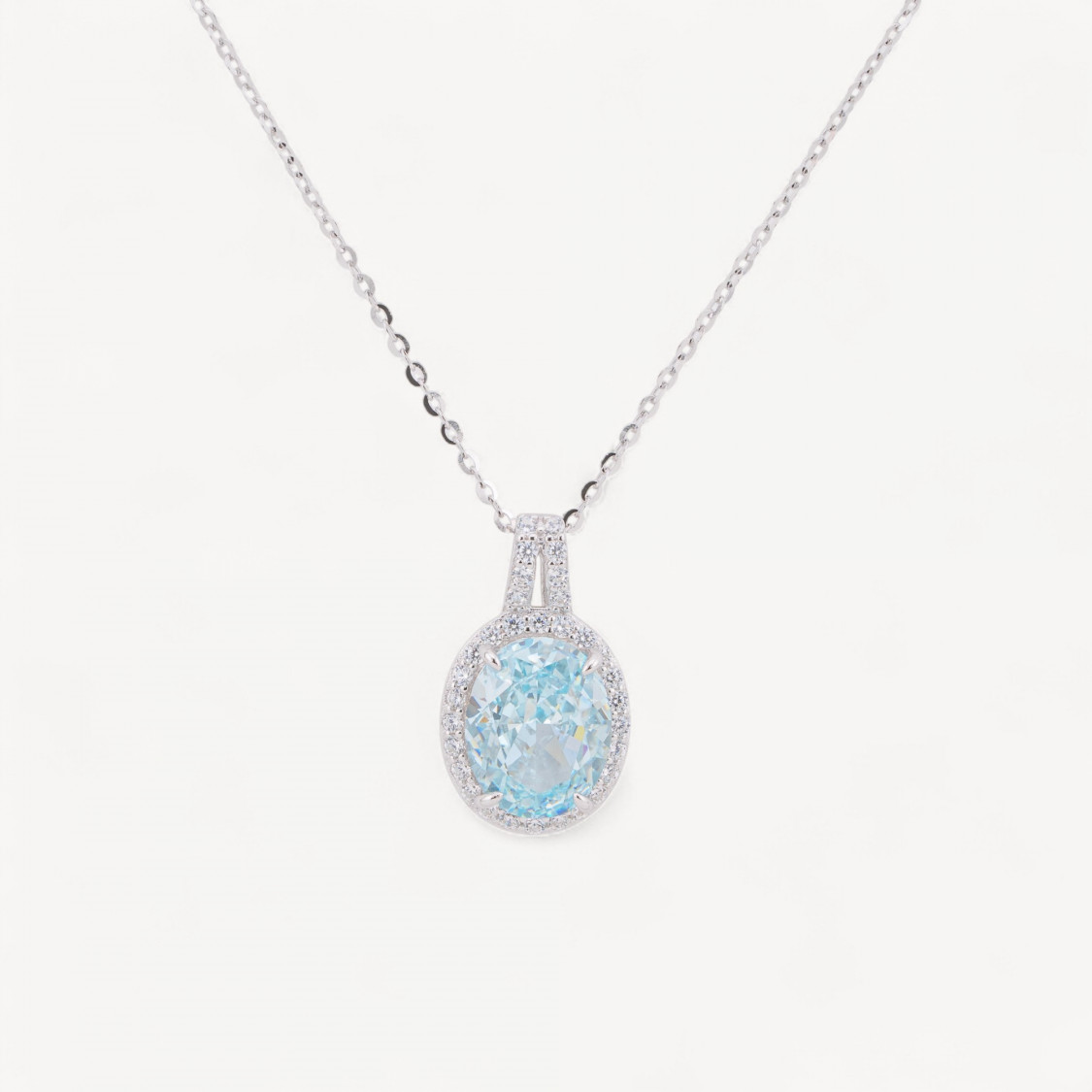 Collana Con Pendente In Argento Con Corindone Blu-PERLINE MEZZO FORO | Worldofjewel.com