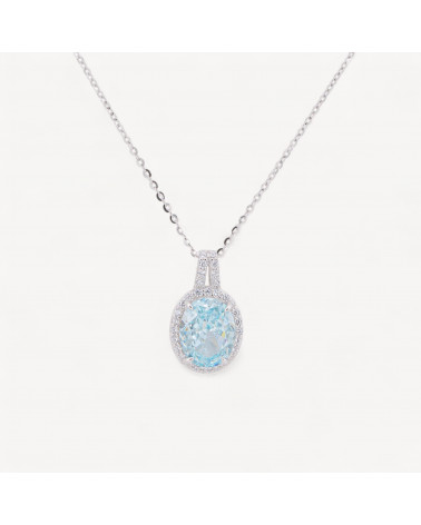 Collana Con Pendente In Argento Con Corindone Blu-PERLINE MEZZO FORO | Worldofjewel.com