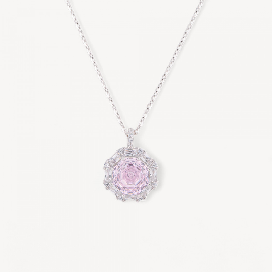 Collana Con Pendente In Argento Con Corindone Rosa-COLLANE DI ARGENTO 925 | Worldofjewel.com