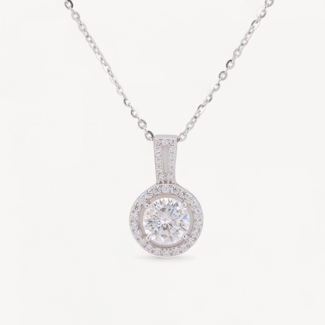 Collana Con Pendente In Argento Con Moissanite-GIOIELLI E BIJOUX | Worldofjewel.com