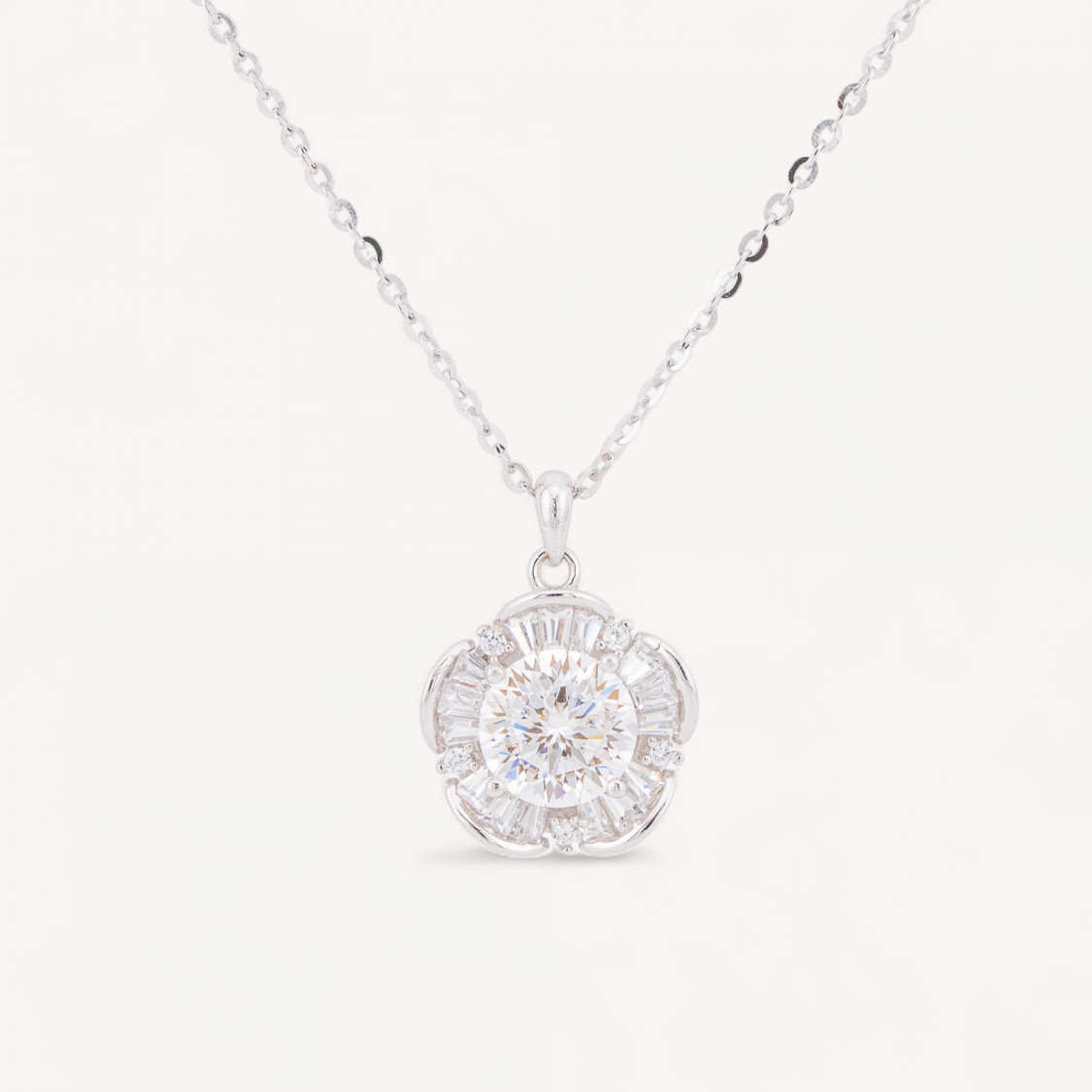Collana Con Pendente In Argento Con Moissanite-JEWELS AND BIJOUX | Worldofjewel.com