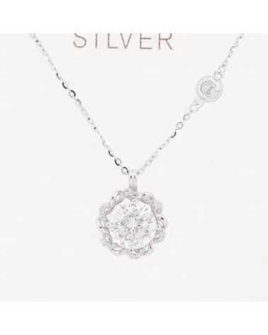 Collana Con Pendente In Argento Con Moissanite-JEWELS AND BIJOUX | Worldofjewel.com