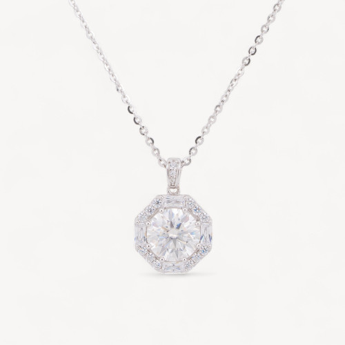 Collana Con Pendente In Argento Con Moissanite MOD1490-COLLANE DI ARGENTO 925 | Worldofjewel.com