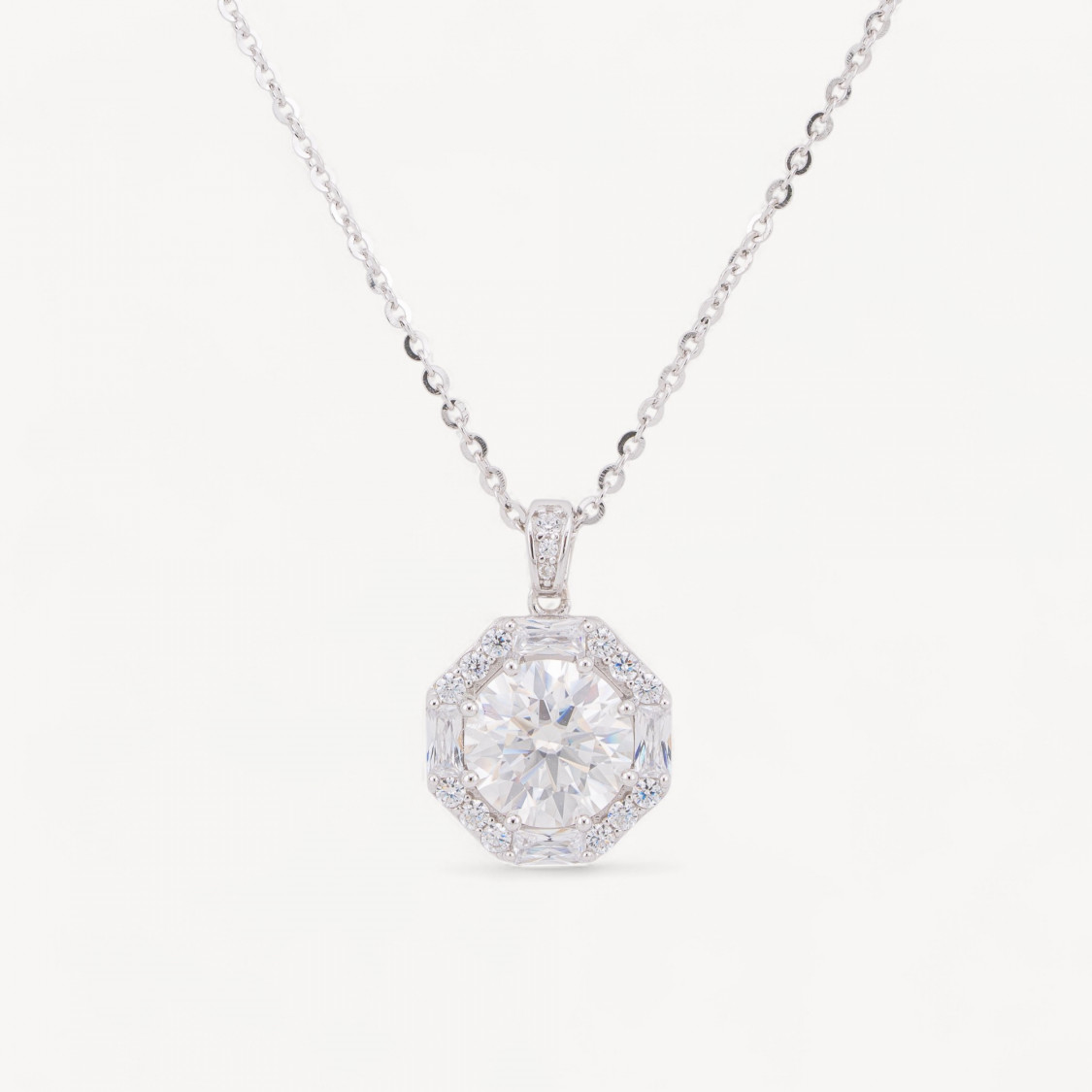 Collana Con Pendente In Argento Con Moissanite MOD1490-COLLANE DI ARGENTO 925 | Worldofjewel.com