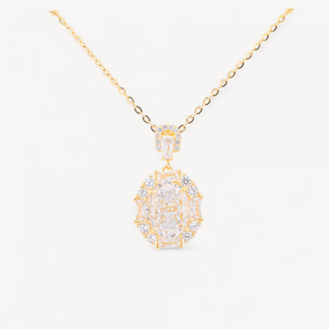 Collana Con Pendente In Argento Dorato Con Corindone-925 SILVER NECKLACES | Worldofjewel.com