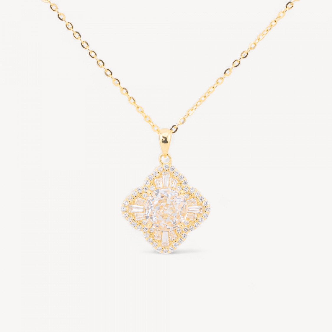 Collana Con Pendente In Argento Dorato Con Corindone-925 SILVER NECKLACES | Worldofjewel.com