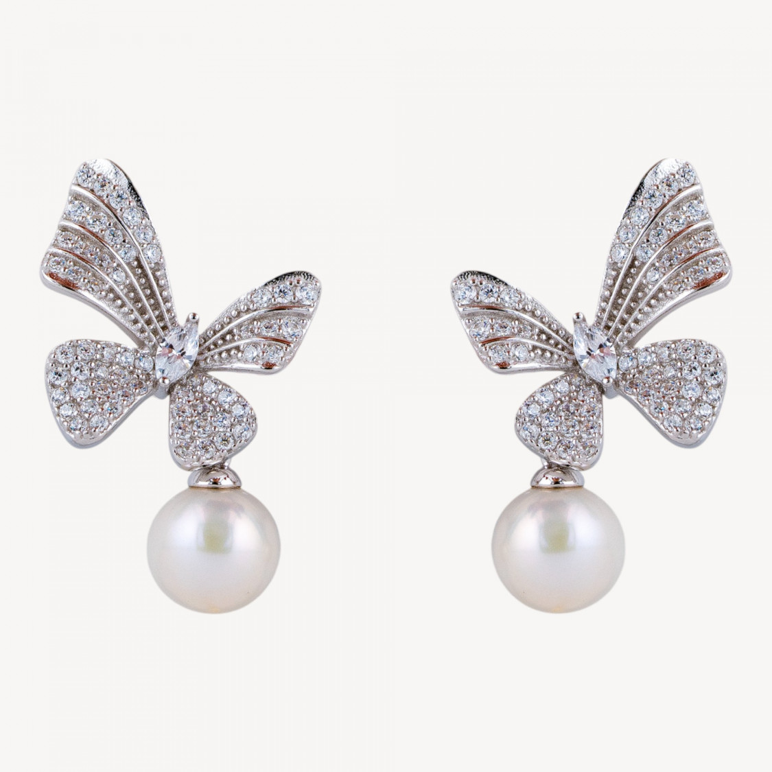 Orecchini In Argento 925 Con Zirconi-Halblochperlen | Worldofjewel.com