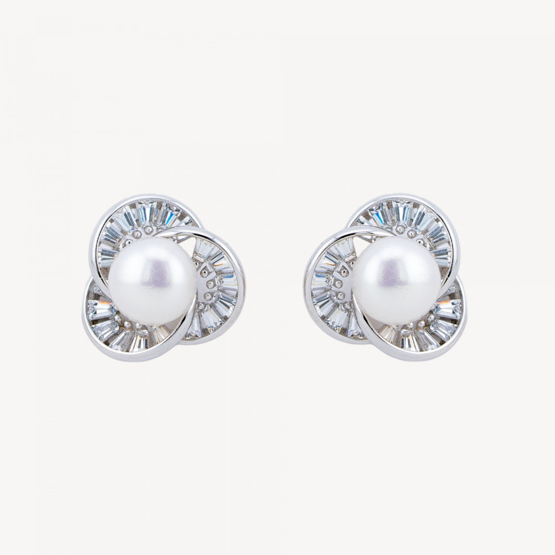 Orecchini In Argento 925 Con Zirconi-Halblochperlen | Worldofjewel.com