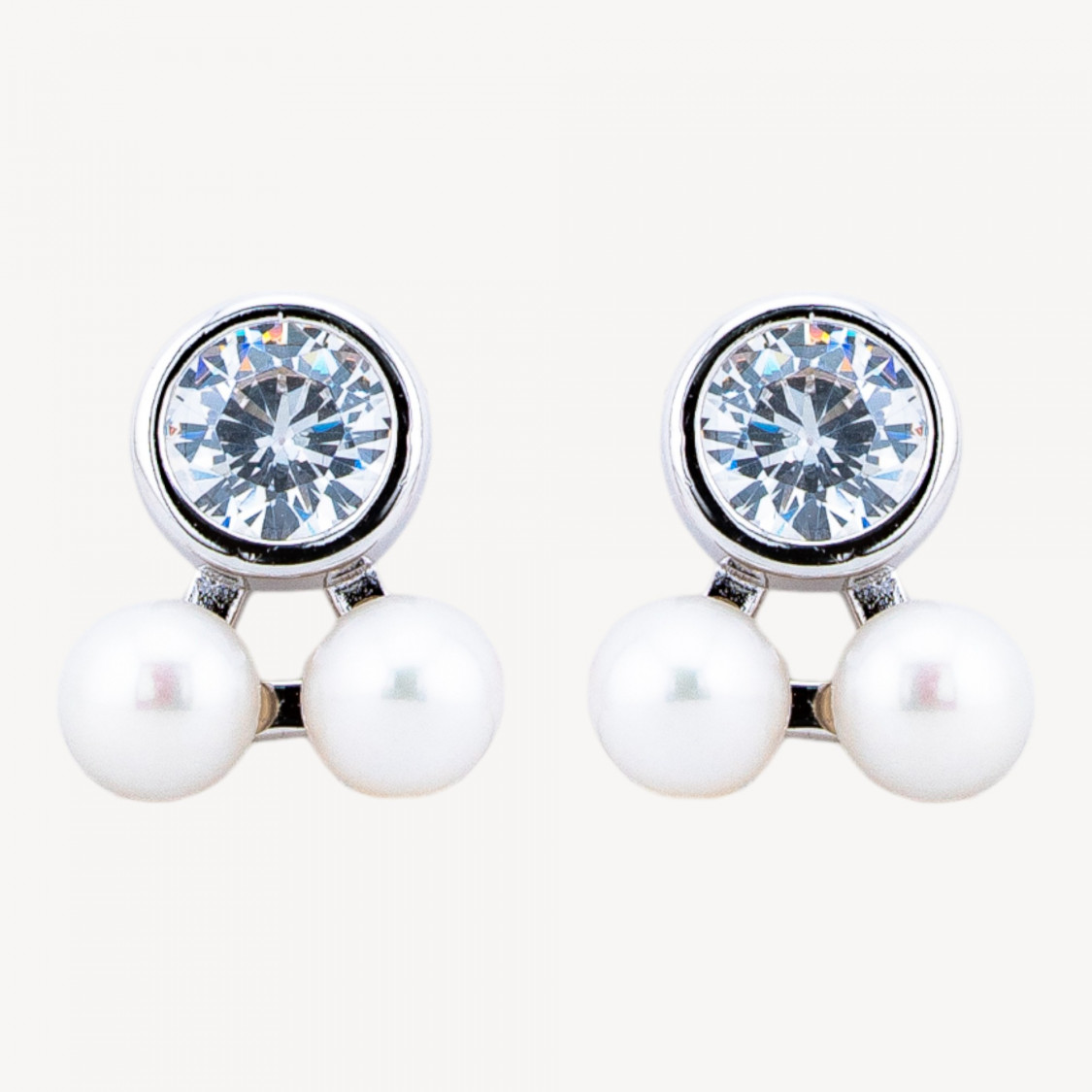 Orecchini In Argento 925 Con Zirconi-HALF HOLE BEADS | Worldofjewel.com