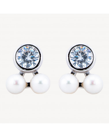 Orecchini In Argento 925 Con Zirconi-HALF HOLE BEADS | Worldofjewel.com