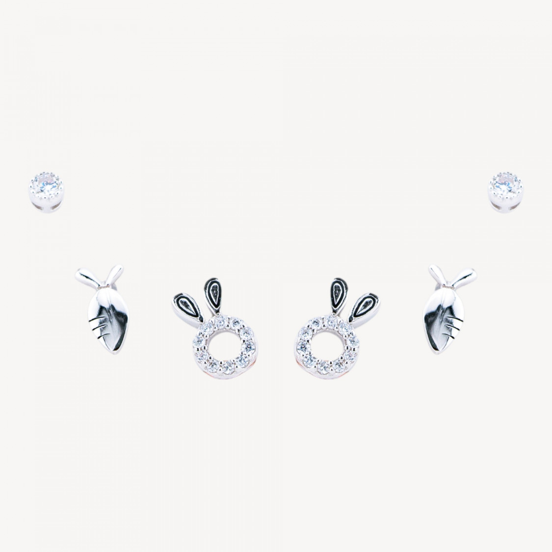 Orecchini In Argento 925 Con Zirconi-CUENTAS DE MEDIO AGUJERO | Worldofjewel.com