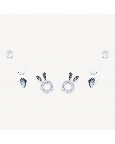 Orecchini In Argento 925 Con Zirconi-CUENTAS DE MEDIO AGUJERO | Worldofjewel.com