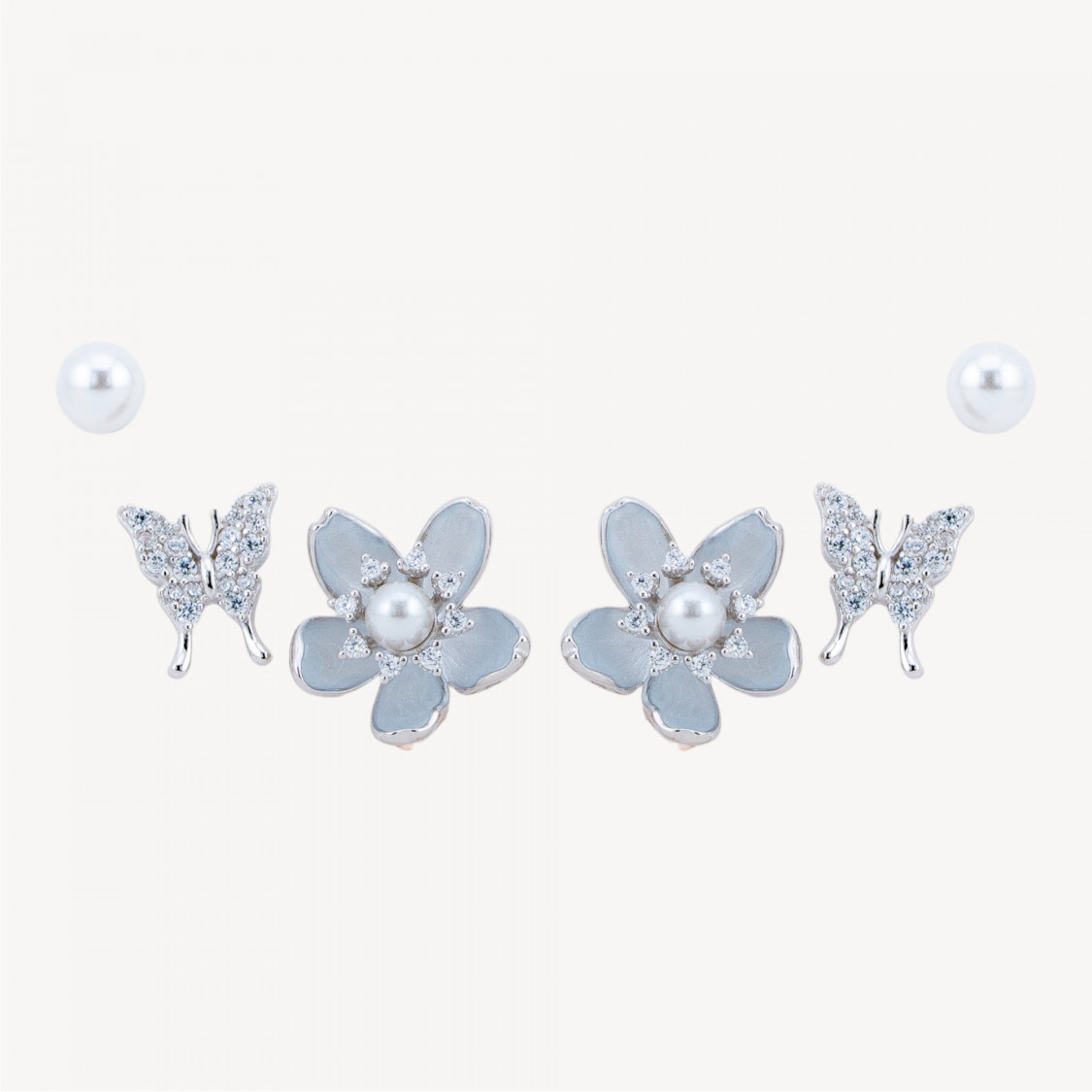 Orecchini In Argento 925 Con Zirconi-HALF HOLE BEADS | Worldofjewel.com