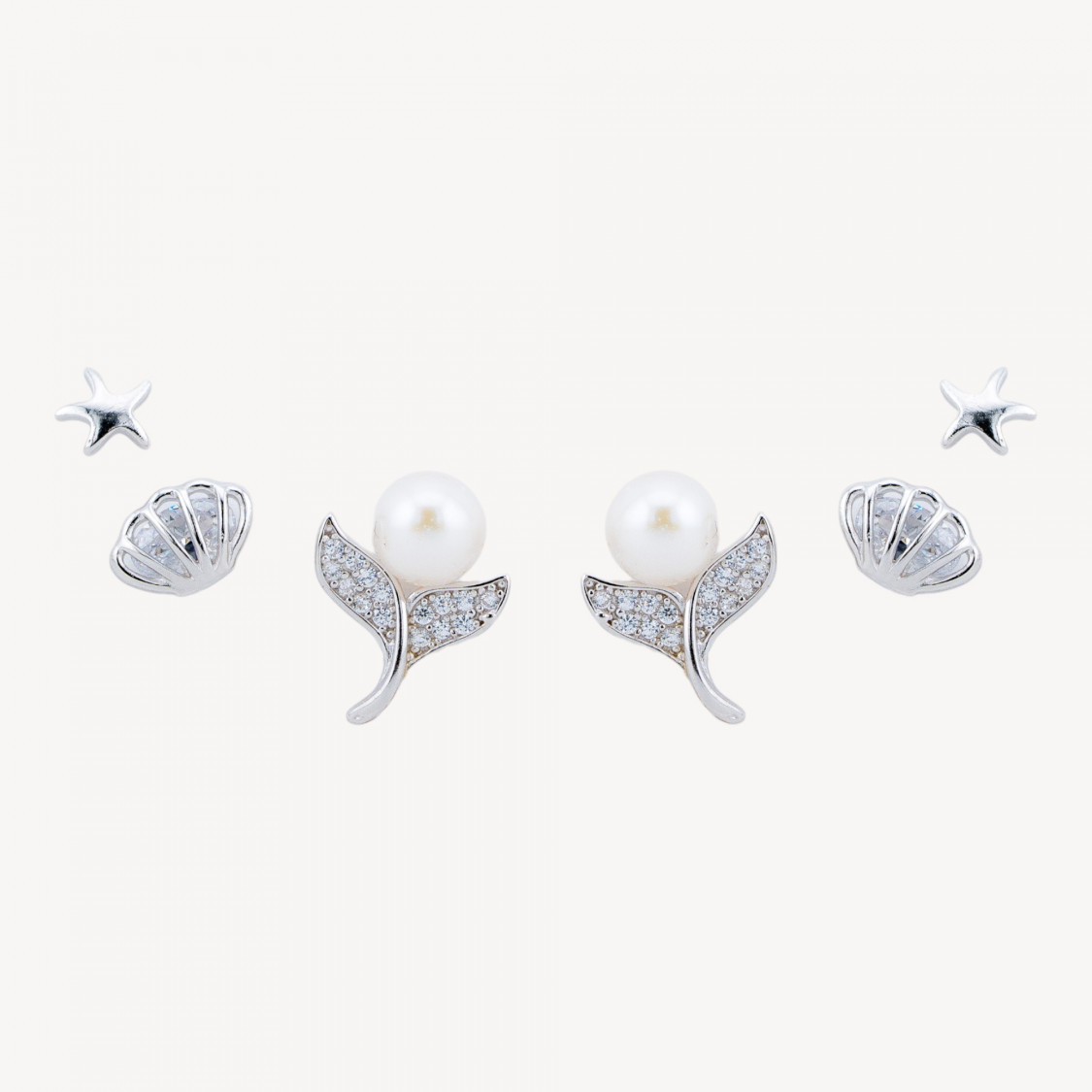 Orecchini In Argento 925 Con Zirconi-Halblochperlen | Worldofjewel.com