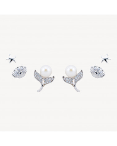 Orecchini In Argento 925 Con Zirconi-Halblochperlen | Worldofjewel.com