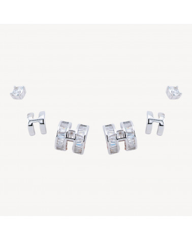 Orecchini In Argento 925 Con Zirconi-Halblochperlen | Worldofjewel.com