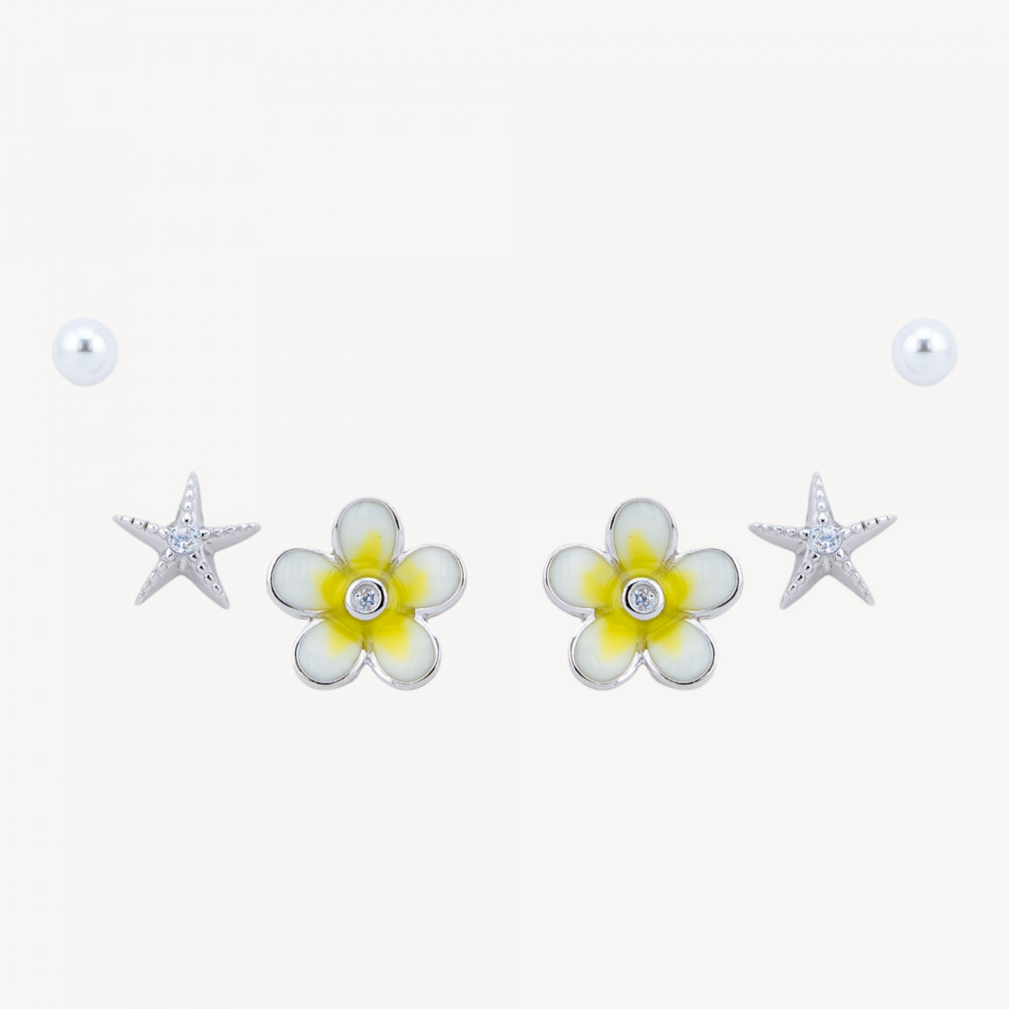 Orecchini In Argento 925 Con Zirconi Fiore Giallo MOD1579-ORECCHINI ZIRCONI E ARGENTO 925 LUX | Worldofjewel.com