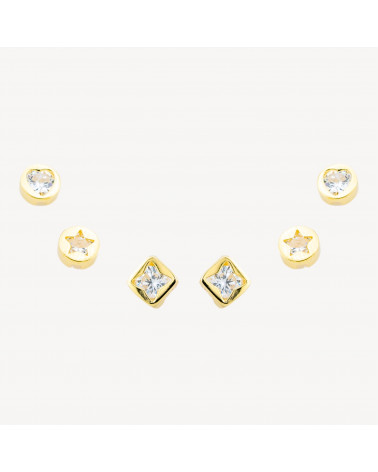 Orecchini In Argento 925 Dorati Con Zirconi-ΜΙΣΟΤΡΥΠΕΣ ΧΑΝΤΡΕΣ | Worldofjewel.com