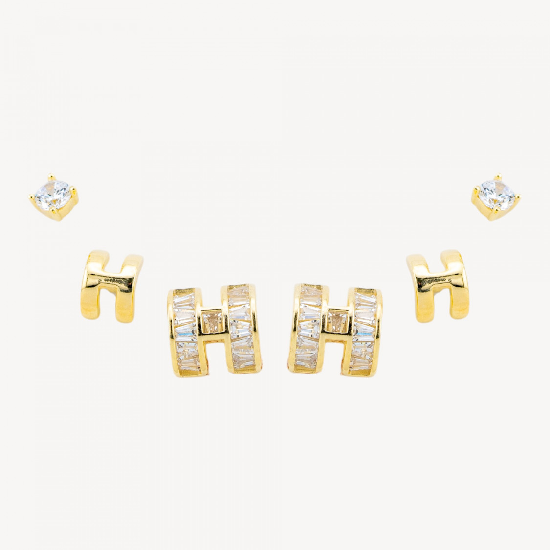 Orecchini In Argento 925 Dorati Con Zirconi-ΜΙΣΟΤΡΥΠΕΣ ΧΑΝΤΡΕΣ | Worldofjewel.com