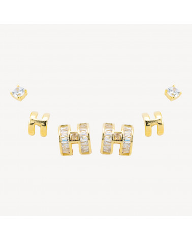 Orecchini In Argento 925 Dorati Con Zirconi-ΜΙΣΟΤΡΥΠΕΣ ΧΑΝΤΡΕΣ | Worldofjewel.com