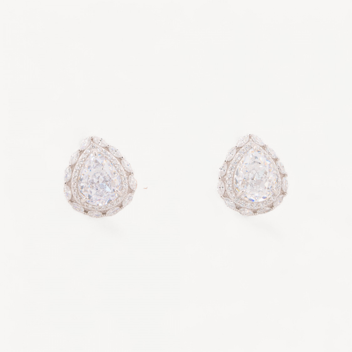Orecchini In Argento Con Corindone Bianco-PERLINE MEZZO FORO | Worldofjewel.com
