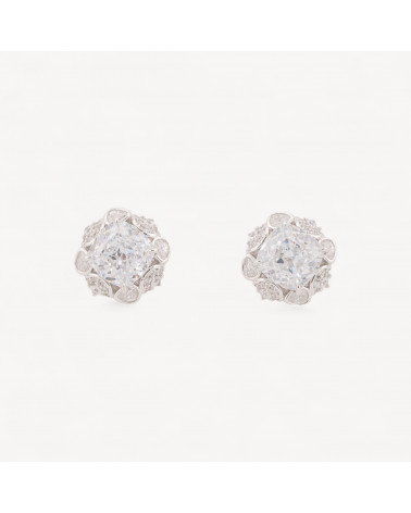 Orecchini In Argento Con Corindone Bianco-PERLINE MEZZO FORO | Worldofjewel.com