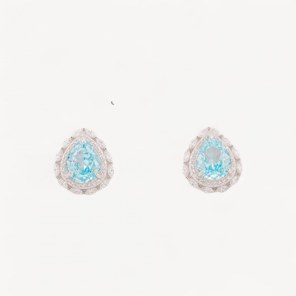 Orecchini In Argento Con Corindone Blu-HALF HOLE BEADS | Worldofjewel.com