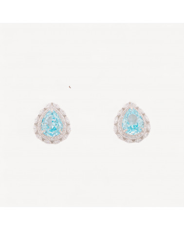 Orecchini In Argento Con Corindone Blu-HALF HOLE BEADS | Worldofjewel.com