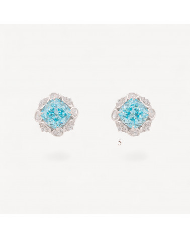 Orecchini In Argento Con Corindone Blu-Halblochperlen | Worldofjewel.com