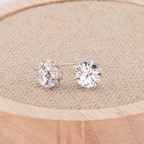 Silver Earrings with Moissanite