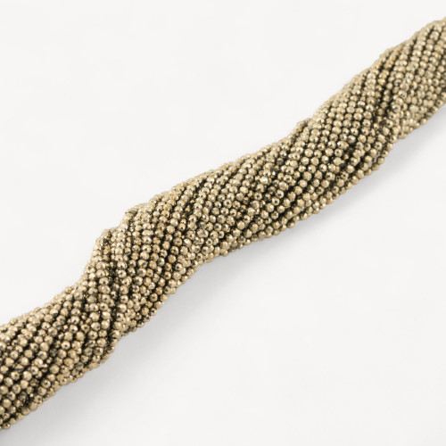 Perle ronde à facettes en pyrite de 2 mm
