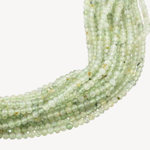 Cuenta redonda facetada de diamante Prenite de 3,5 mm