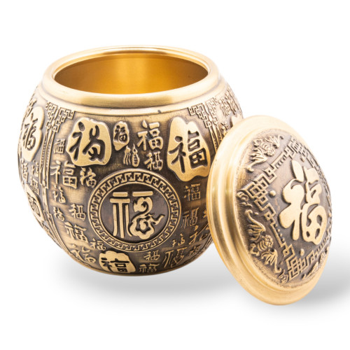 Messing-Statue als Räuchergefäß-Ornament, 11 x 11 cm